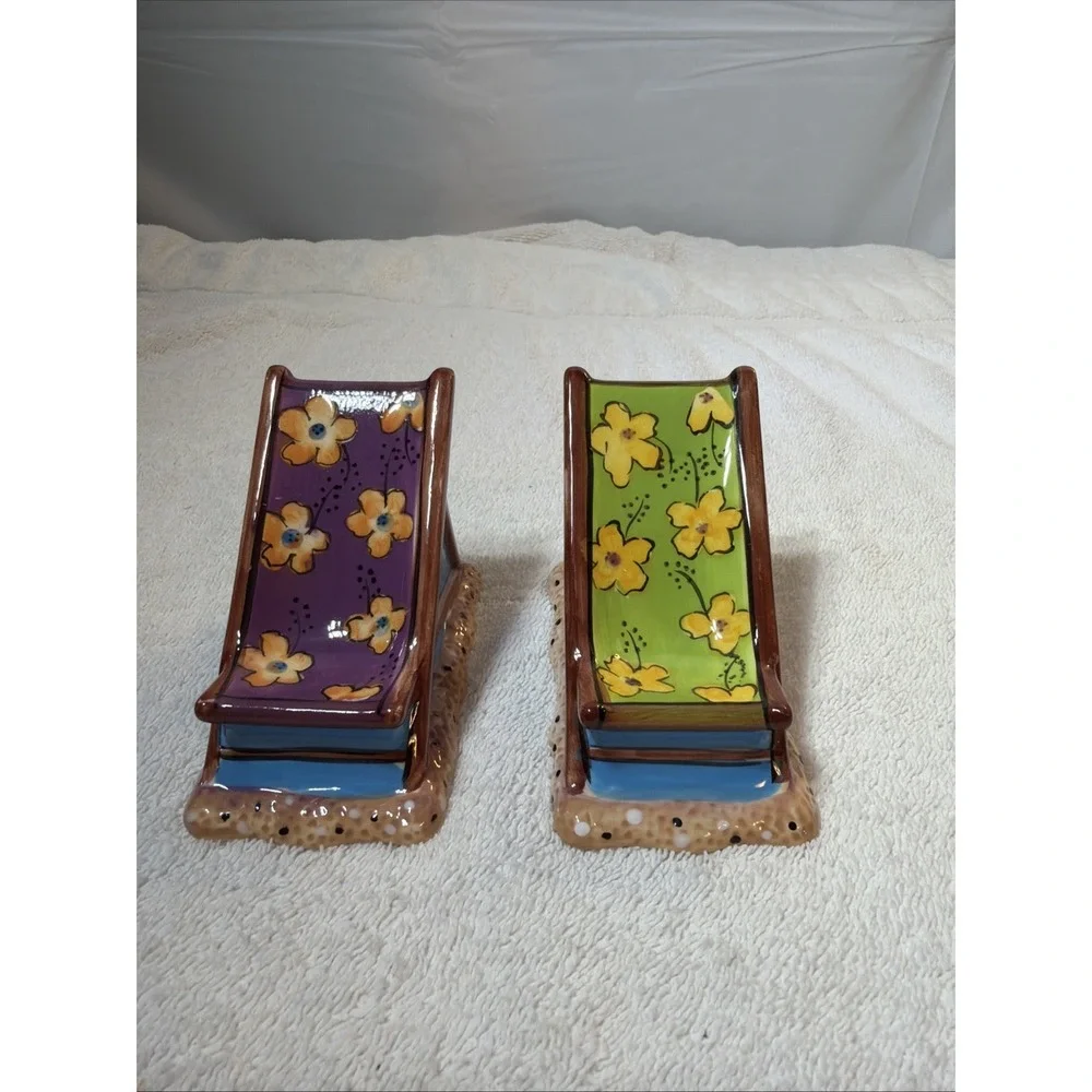 Clay Art C.A. Adirondack Beach Chairs Ceramic Salt and Pepper Shakers Cottage